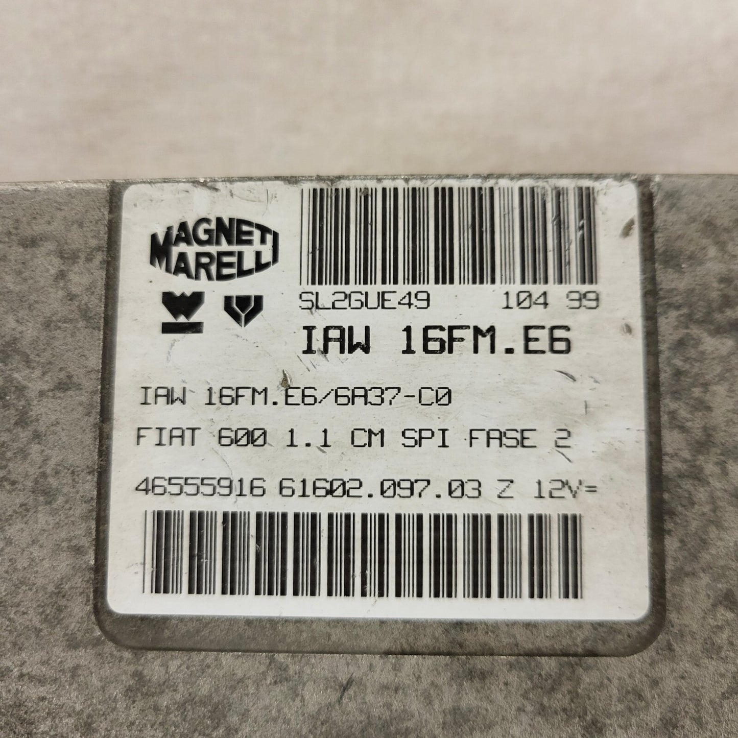 FIAT 600 1.1 ECU / IAW 16FM.E6 / 46555916 / 61602.097.03 / MAGNETI MARELLI