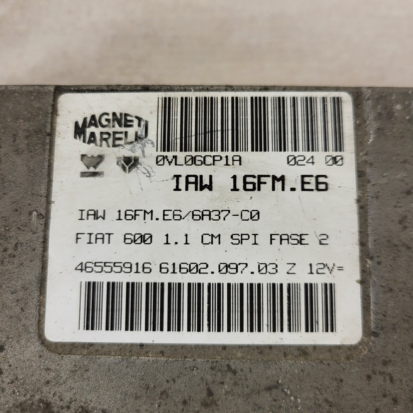 FIAT 600 1.1 ECU / IAW 16FM.E6 / 46555916 / 61602.097.03 / MAGNETI MARELLI
