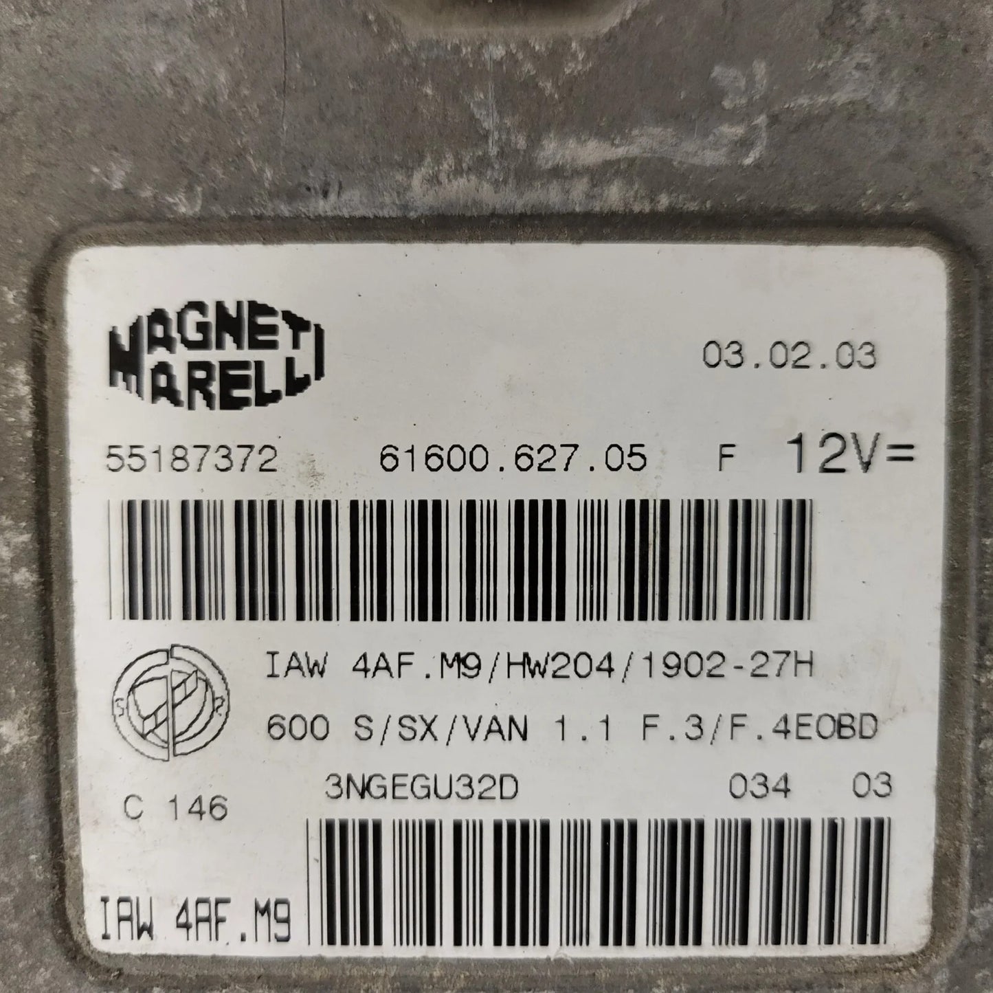 Fiat Seicento 600 ECU / 55187372 / IAW 4AF.M9 / 61600.627.05 / MAGNETI MARELLI