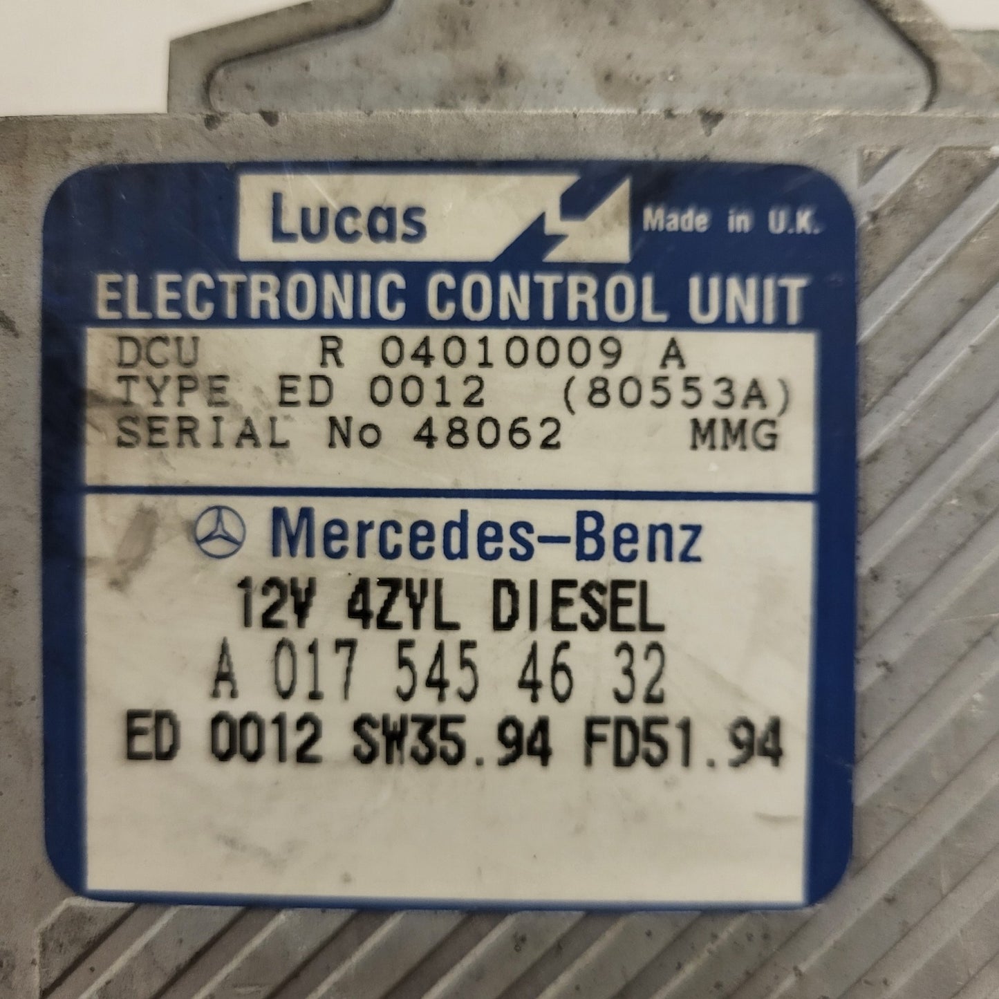 Mercedes Benz ECU / R 04010009 A / R04010009A / A0175454632 / ED0012 / LUCAS