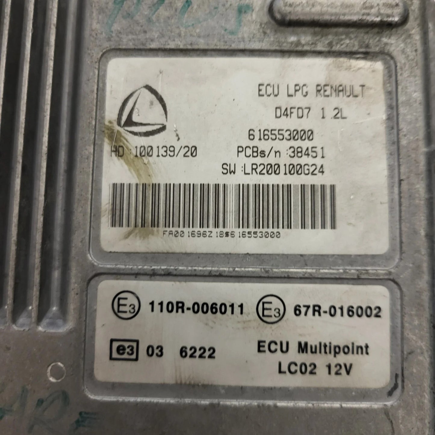 RENAULT D4FD7 ECU LPG / 616553000 / 38451 / 100139/20 / LR200100G24 / LANDI RENZ