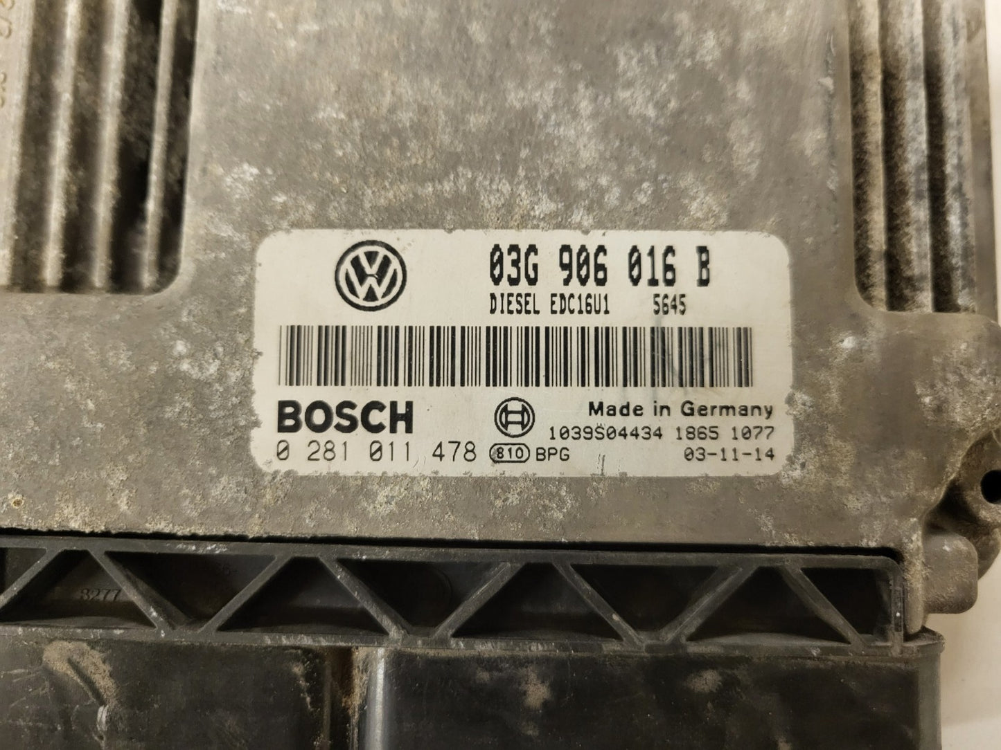 VW AUDI SEAT SKODA ECU / 03G906016B / 0281011478 / EDC16U1 / BOSCH