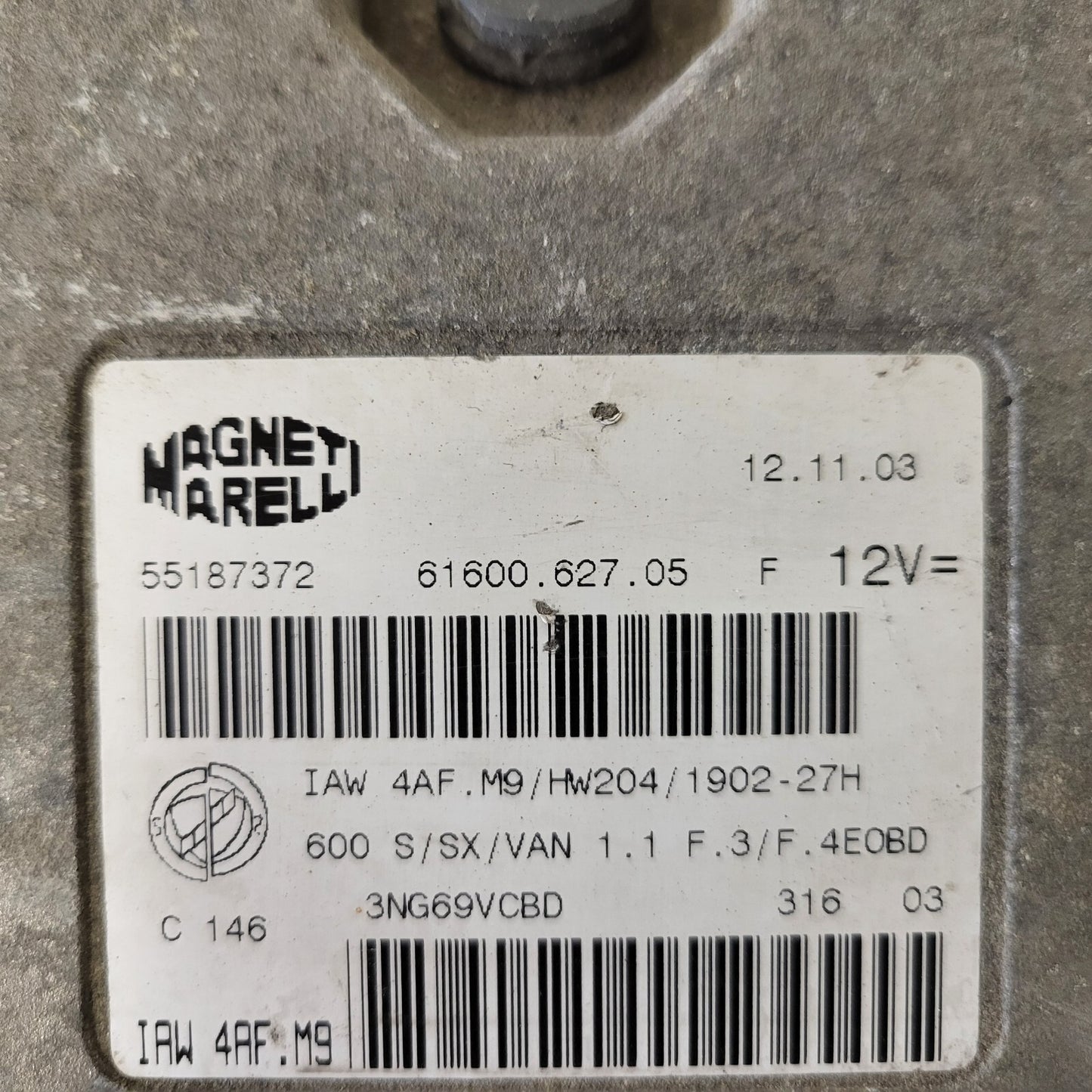 Fiat Seicento 600 ECU / 55187372 / IAW 4AF.M9 / 61600.627.05 / MAGNETI MARELLI