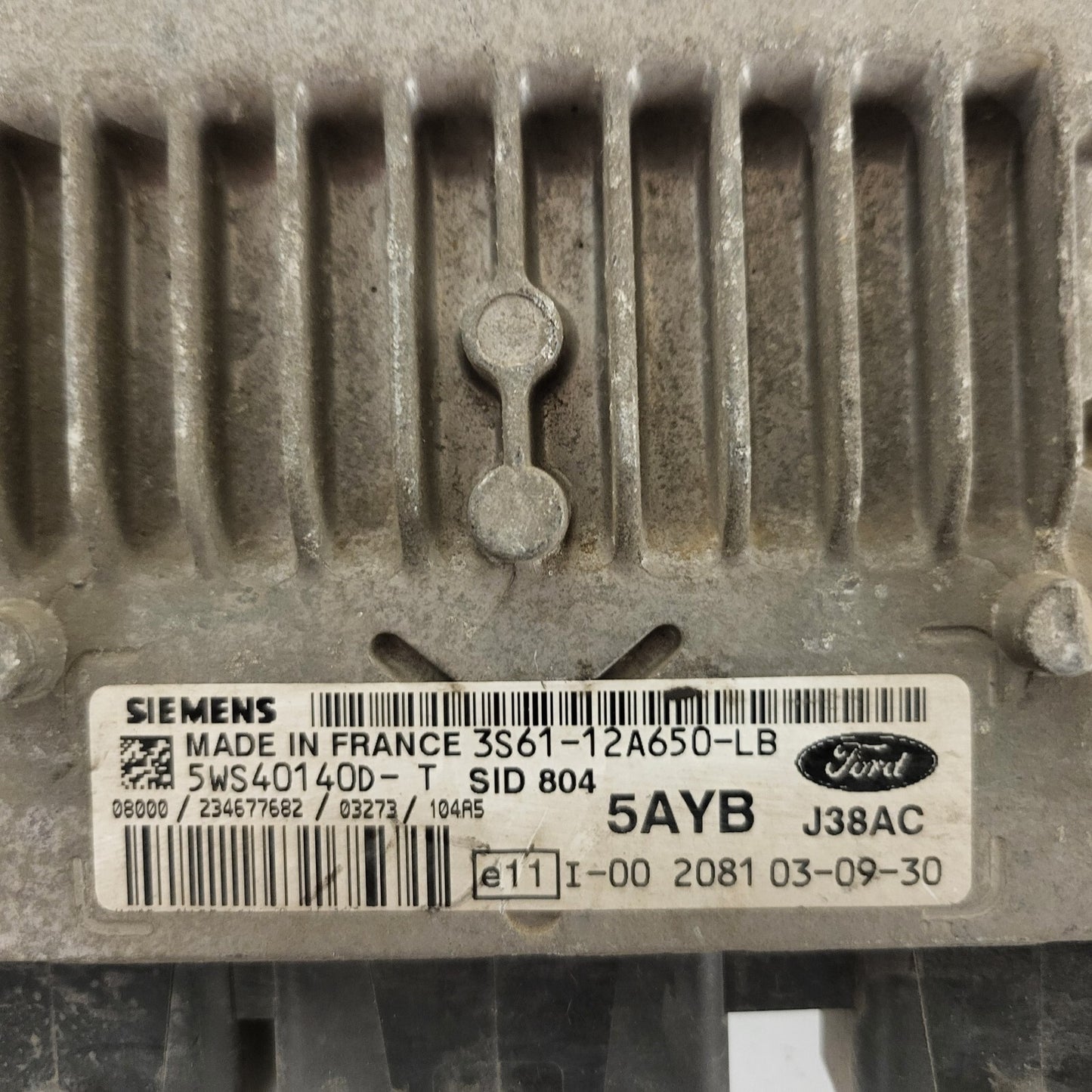 FORD FIESTA ECU / 3S61-12A650-LB / 5WS4014D-T / 5AYB / J38AC / SID804 / SIEMENS