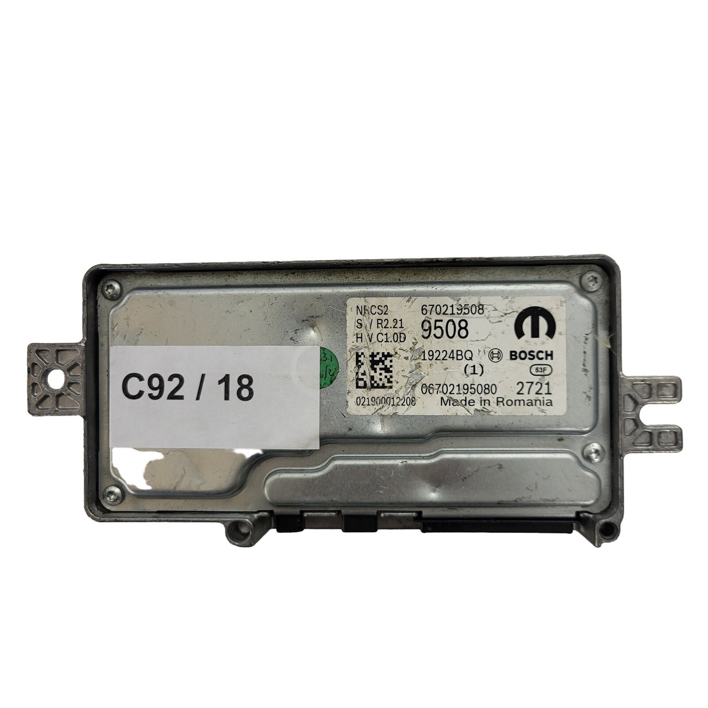 FIAT ALFA MODULE ECU / NRCS2 / 670219508 / 19224BQ / SW R2.21 / HW C1.0D / BOSCH