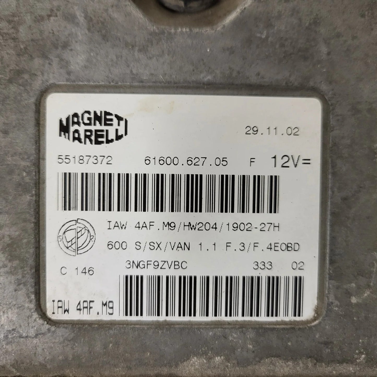 Fiat Seicento 600 ECU / 55187372 / IAW 4AF.M9 / 61600.627.05 / MAGNETI MARELLI