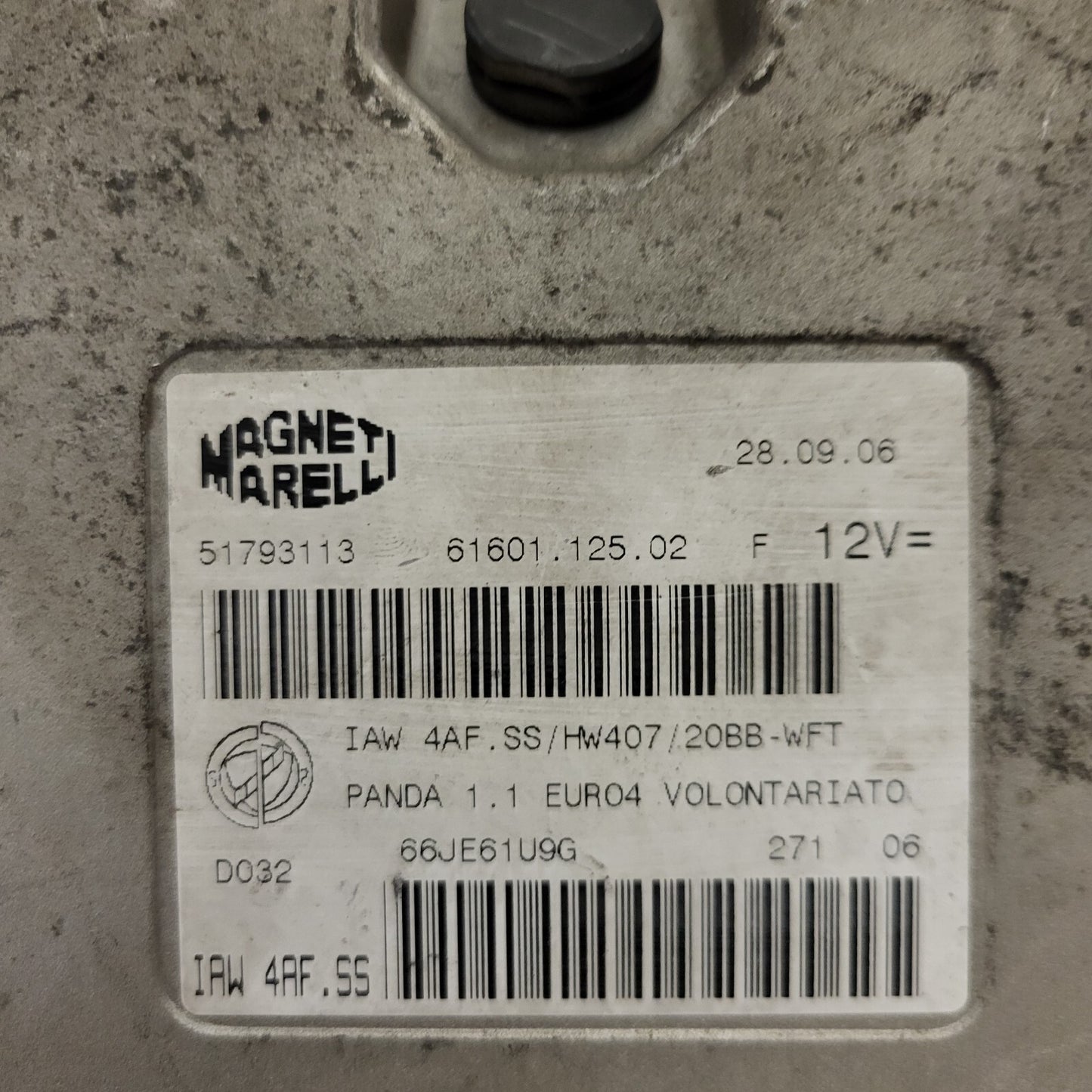 FIAT PANDA 1.1 ECU / IAW 4AF.SS / 51793113 / HW407 / 61601.125.02 / MAGNETI MARE