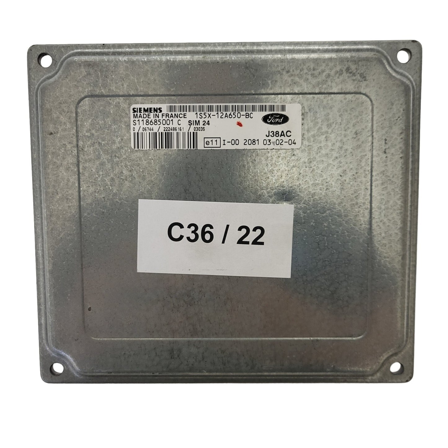 FORD KA ECU / 1S5X-12A650-BC / S118685001 / S118685001C / SIM24 / J38AC / SIEMEN