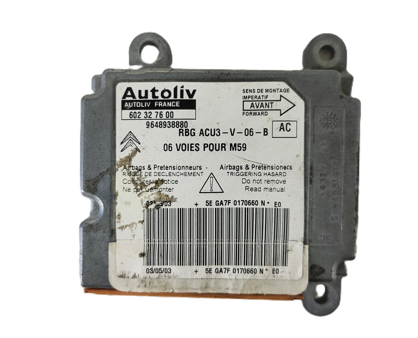 CITROEN BERLINGO AIRBAG ECU / 602327600 / 9648938880 / AUTOLIV