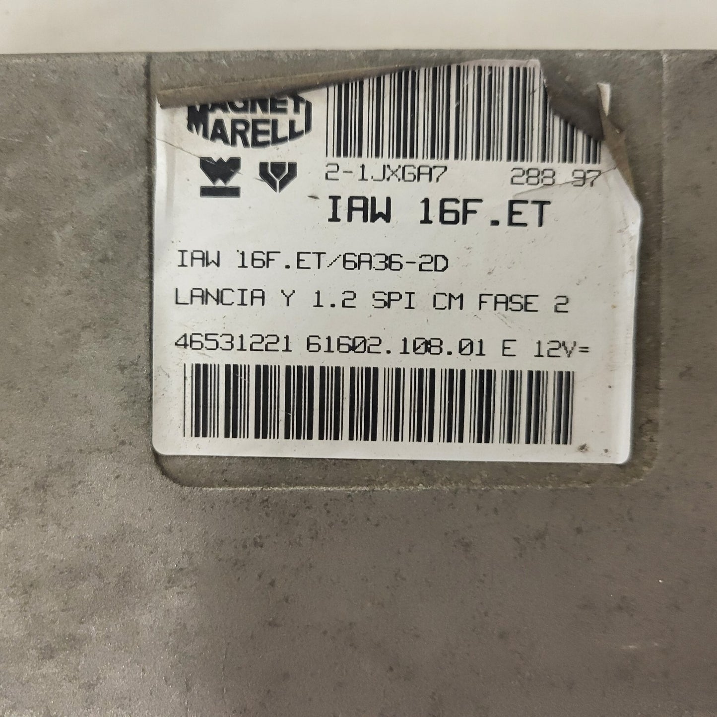LANCIA Y 1.2 ECU / IAW 16F.ET / 46531221 / 61602.108.01 MAGNETI MARELLI