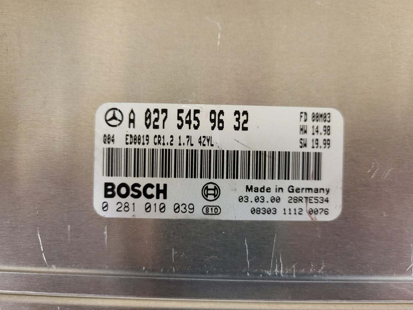 Mercedes A-Class W168 ECU / A0275459632 / 0281010039 / BOSCH