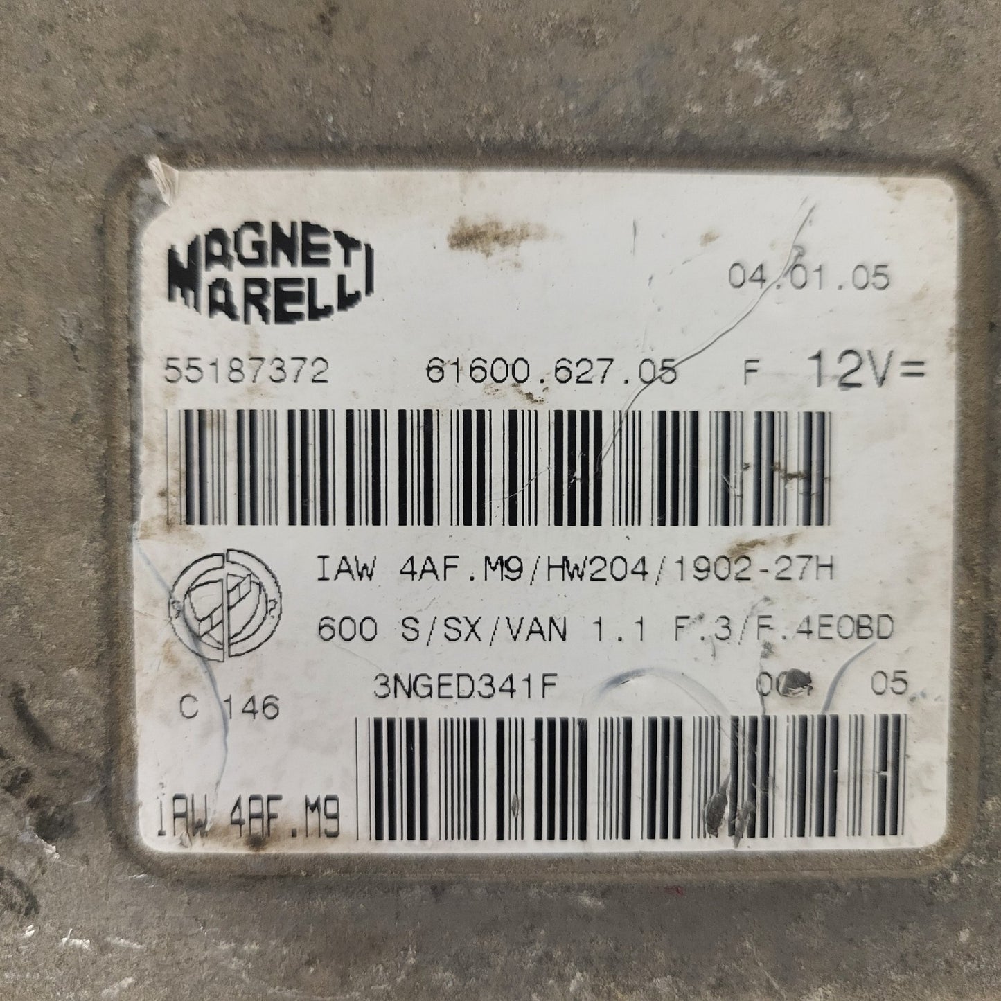 Fiat Seicento 600 ECU / 55187372 / IAW 4AF.M9 / 61600.627.05 / MAGNETI MARELLI