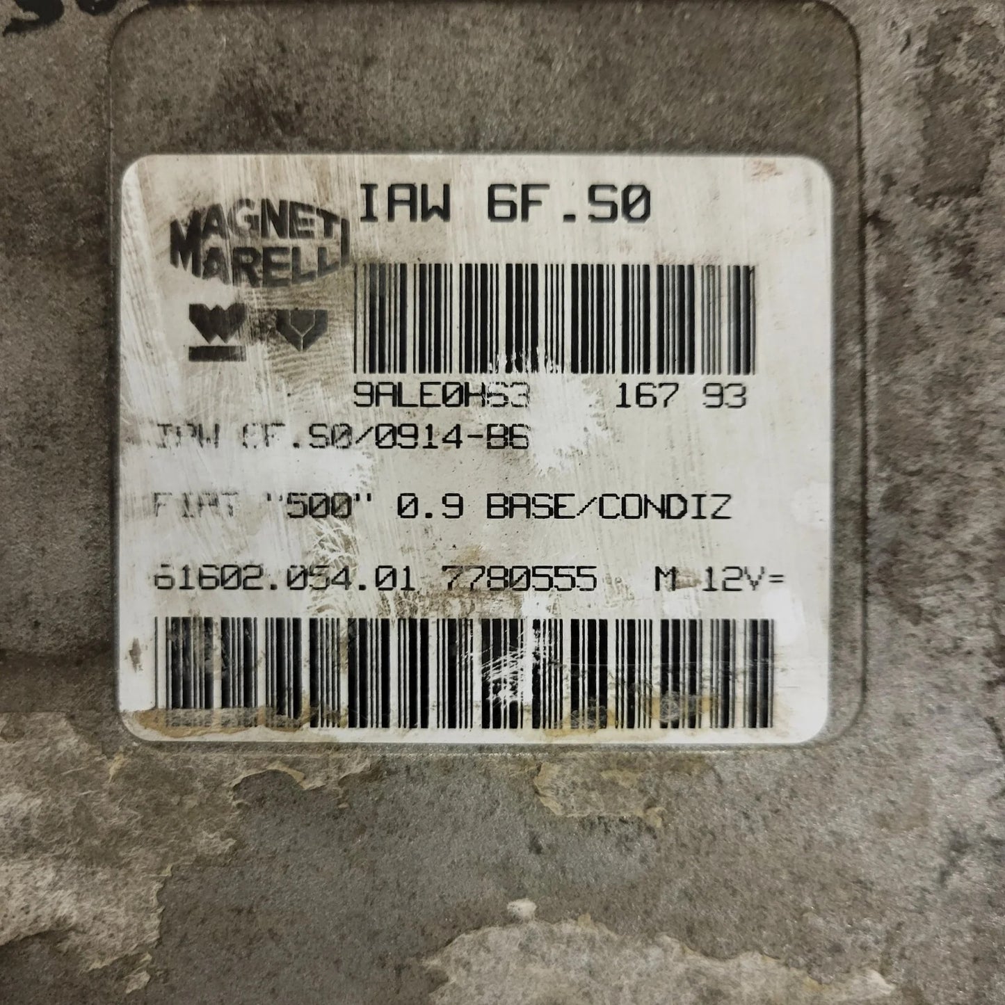 FIAT 500 ECU / IAW 6F.S0 / 7780555 / 61602.054.01 / MAGNETI MARELLI