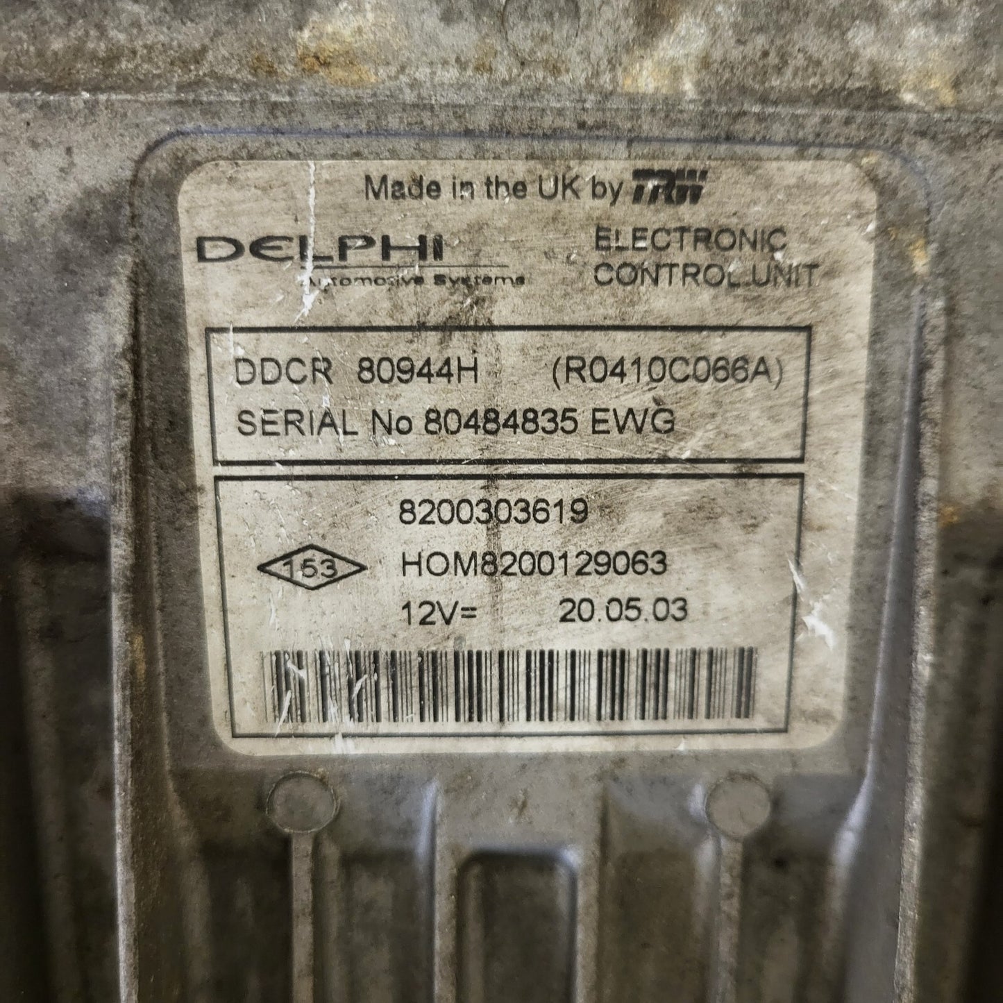 Renault Clio 2 ECU / R0410C066A / 8200303619 / HOM8200129063 / DELPHI