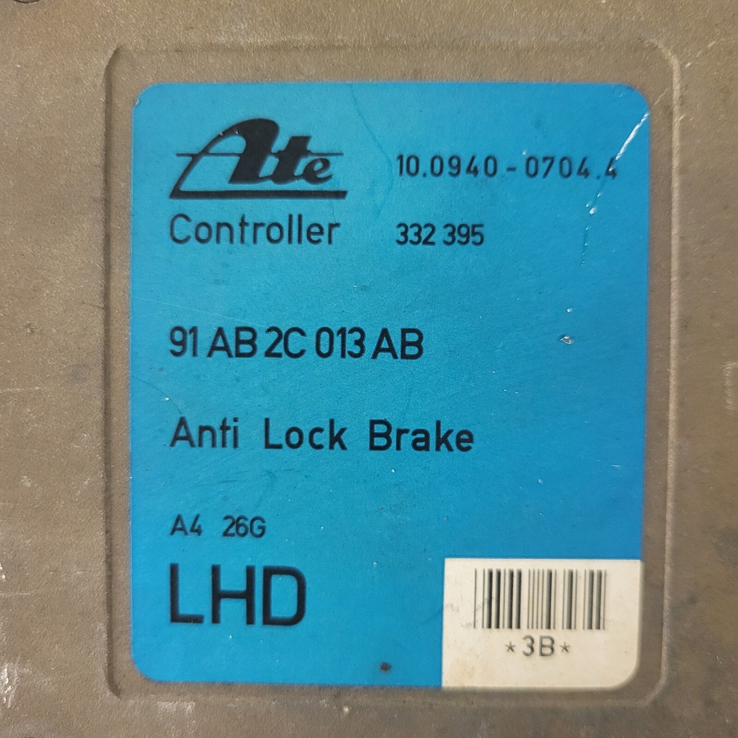 FORD ESCORT SIERRA ABS ECU / 91AB2C013AB / 332395 / 10.0940-0704.4 / ATE