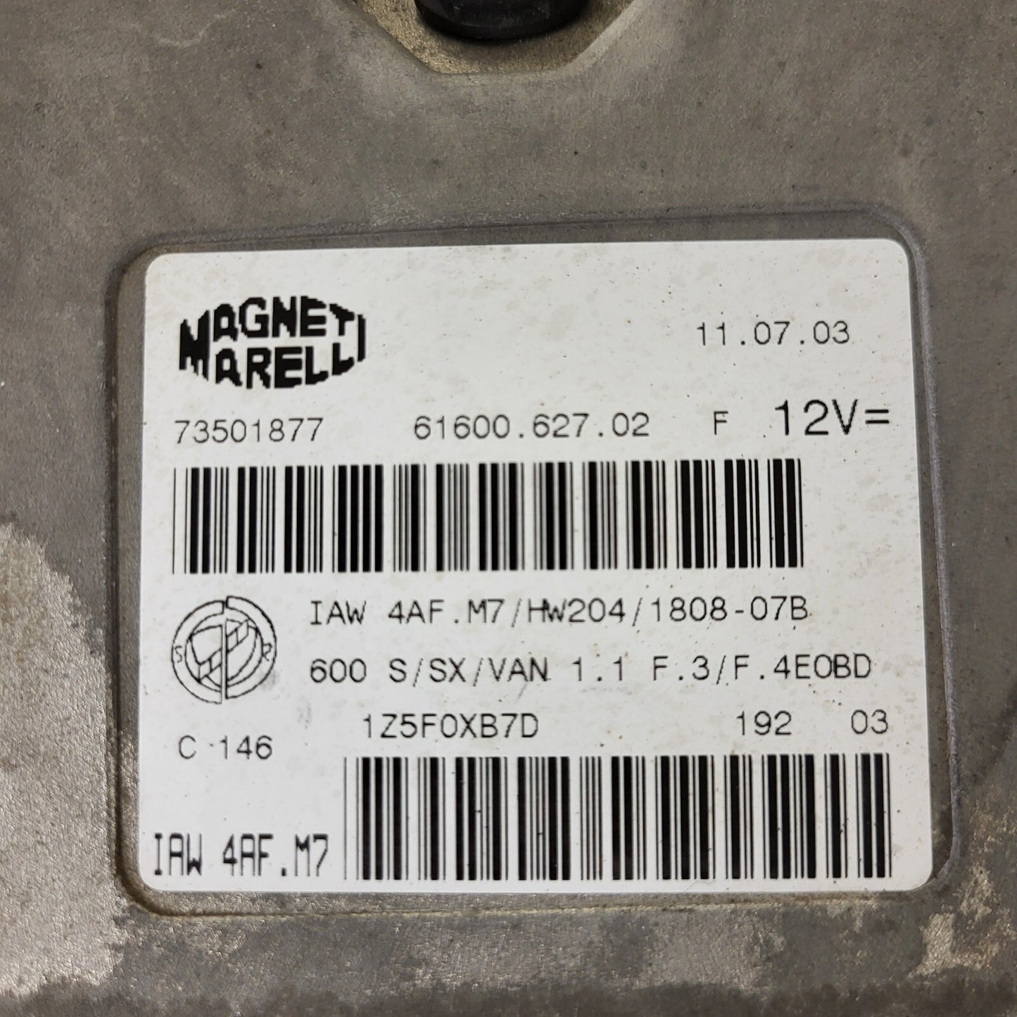 Fiat 600 ECU / IAW 4AF.M7 / 73501877 / HW204 / MAGNETI MARELLI