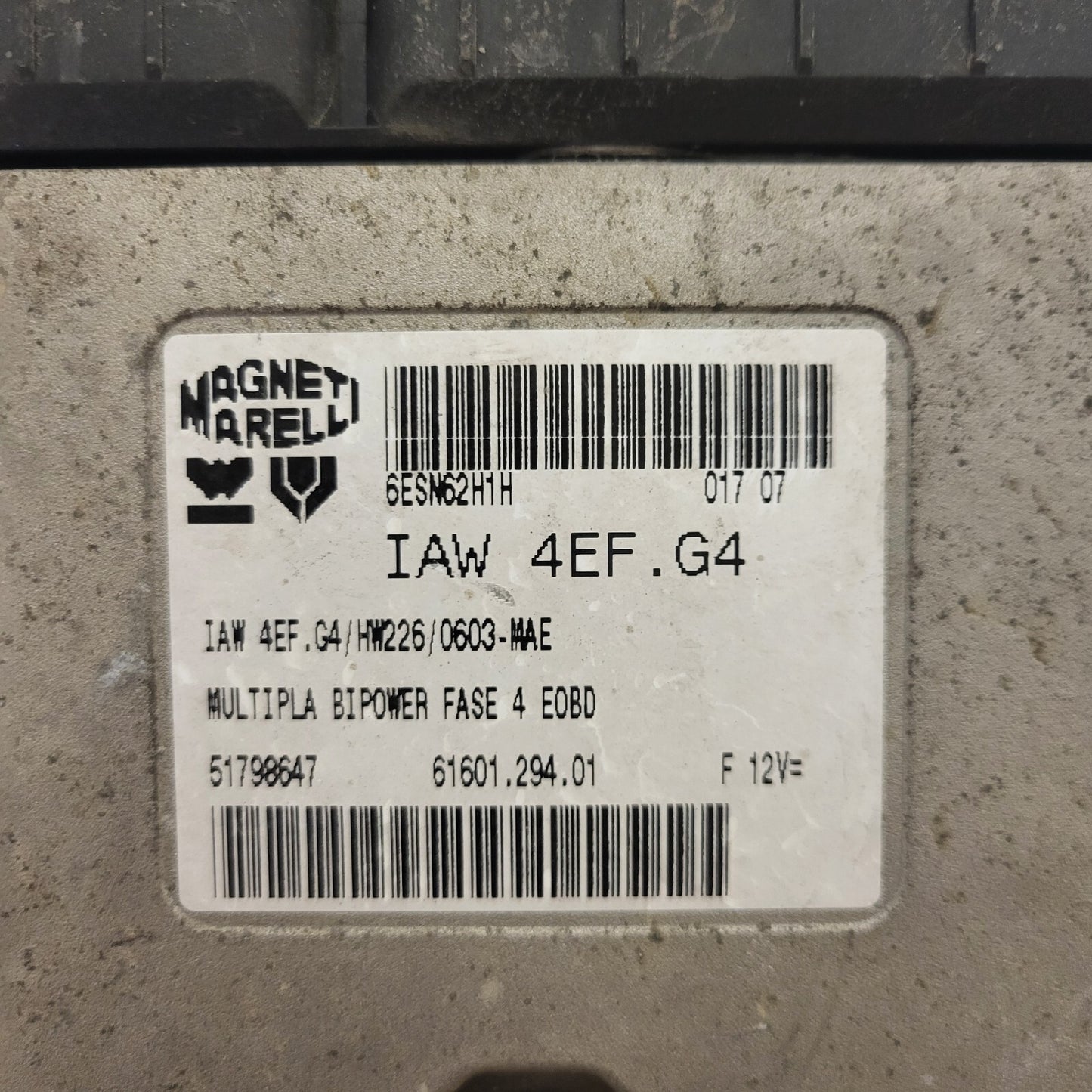 FIAT MULTIPLA ECU IAW 4EF.G4 / 51798647 / 61601.294.01 / HW226 / MAGNETI MARELLI