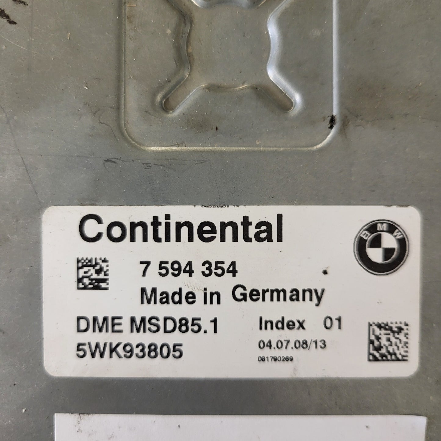 BMW X6 4.4 / 7594354 / DME MSD85.1 / 5WK93805 / CONTINENTAL