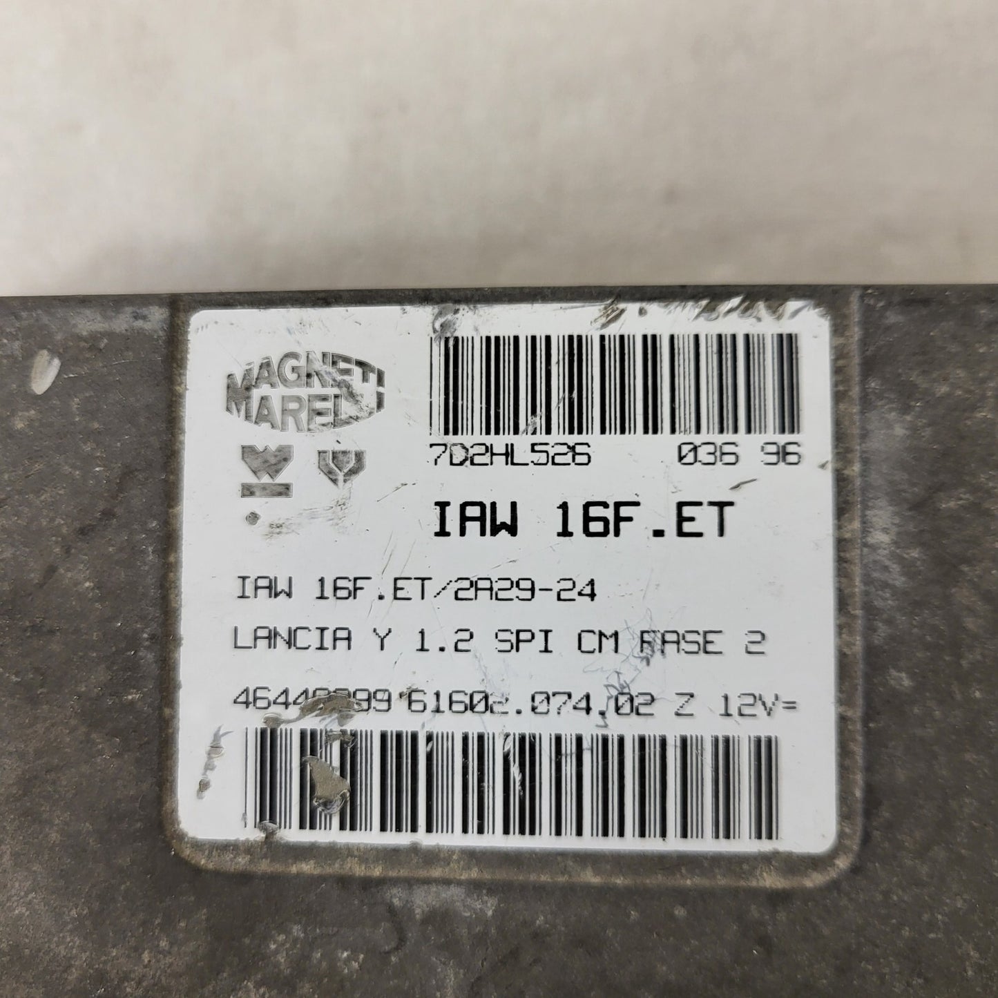 LANCIA Y 1.2 ECU / IAW 16F.ET / 46448299 / 61602.074.02 / MAGNETI MARELLI