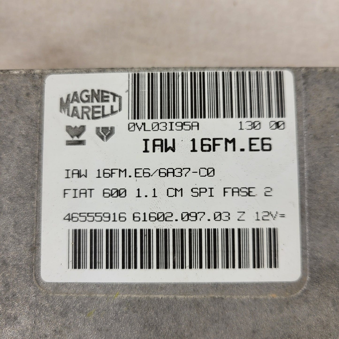 FIAT 600 1.1 ECU / IAW 16FM.E6 / 46555916 / 61602.097.03 / MAGNETI MARELLI