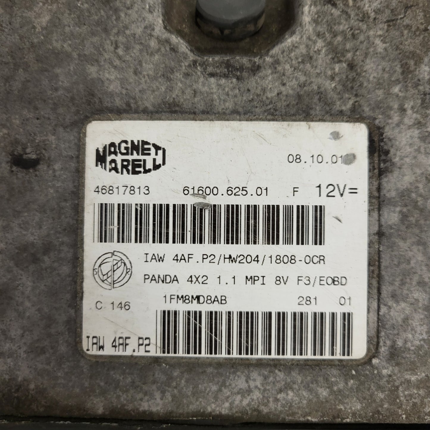 FIAT PANDA 1.1 ECU / 46817813 / IAW 4AF.P2 / HW204 / 61600.625.01