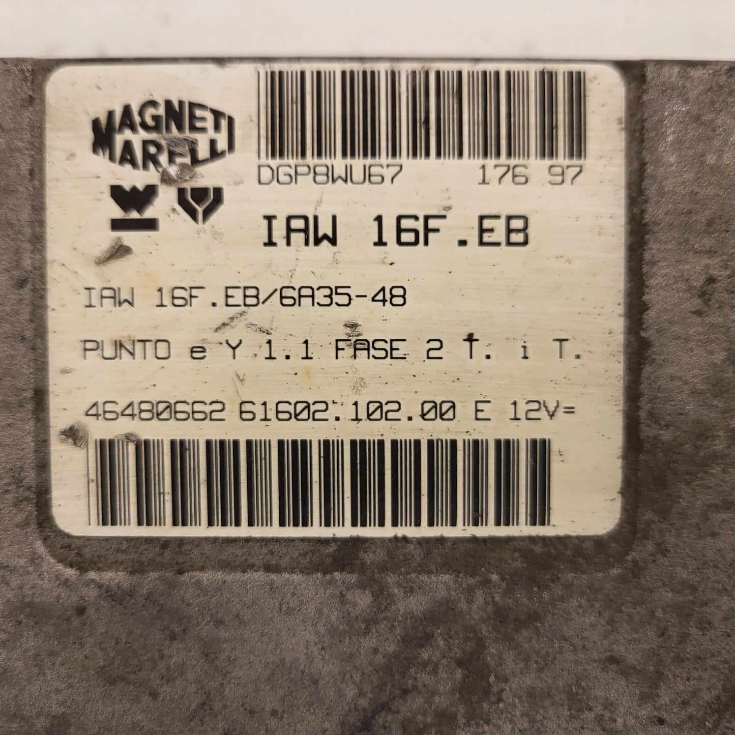 FIAT PUNTO LANCIA Y 1.1 ECU / IAW 16F.EB / 46480662 / IAW16F.EB / MAGNETI MAREL