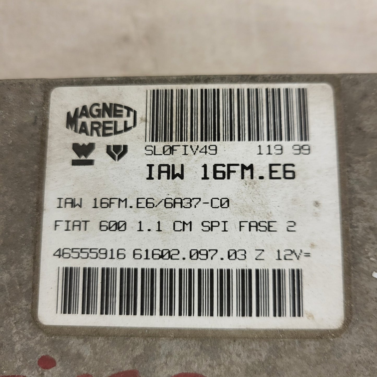 FIAT 600 1.1 ECU / IAW 16FM.E6 / 46555916 / 61602.097.03 / MAGNETI MARELLI