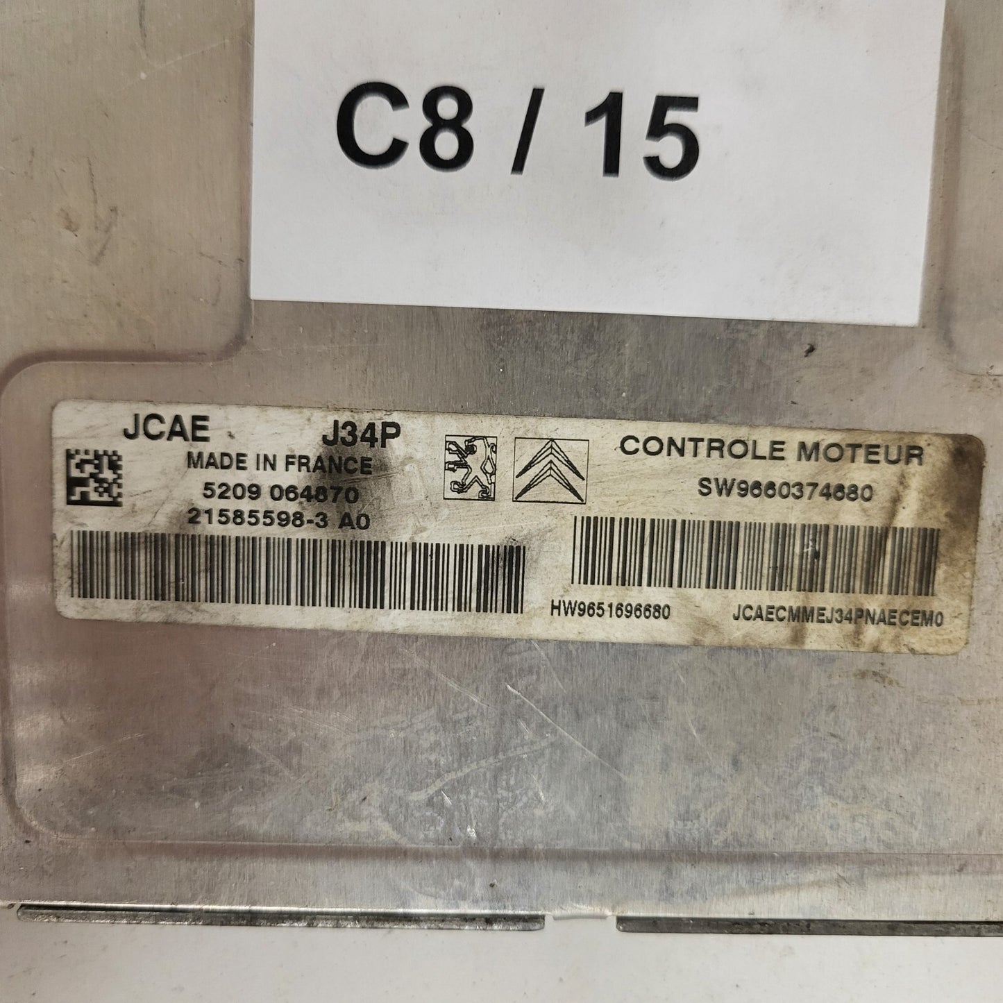 PEUGEOT CITROEN ECU / J34P / 21585598-3 A0 / SW9660374680 / HW9651696680 VALEO