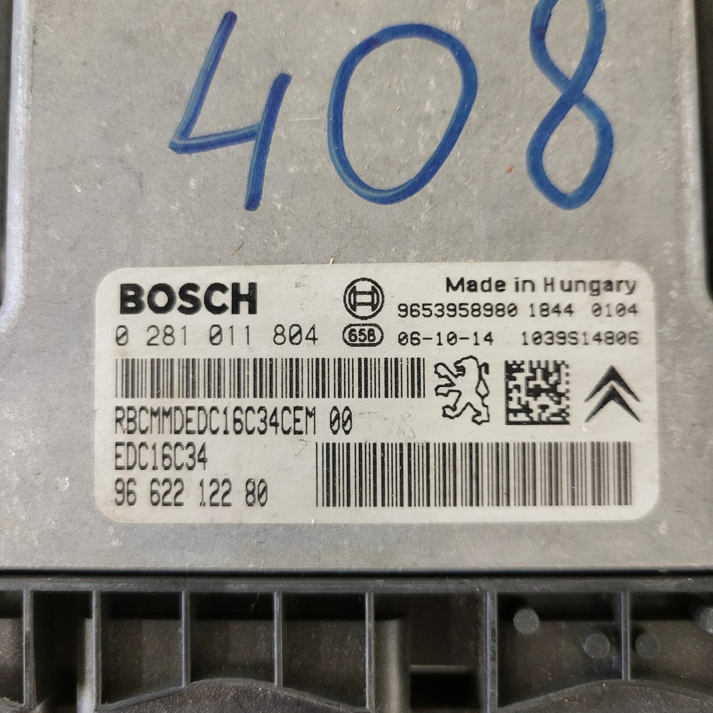 CITROEN C3 ECU / 0281011804 / EDC16C34 / 9662212280 / 9653958980 / BOSCH
