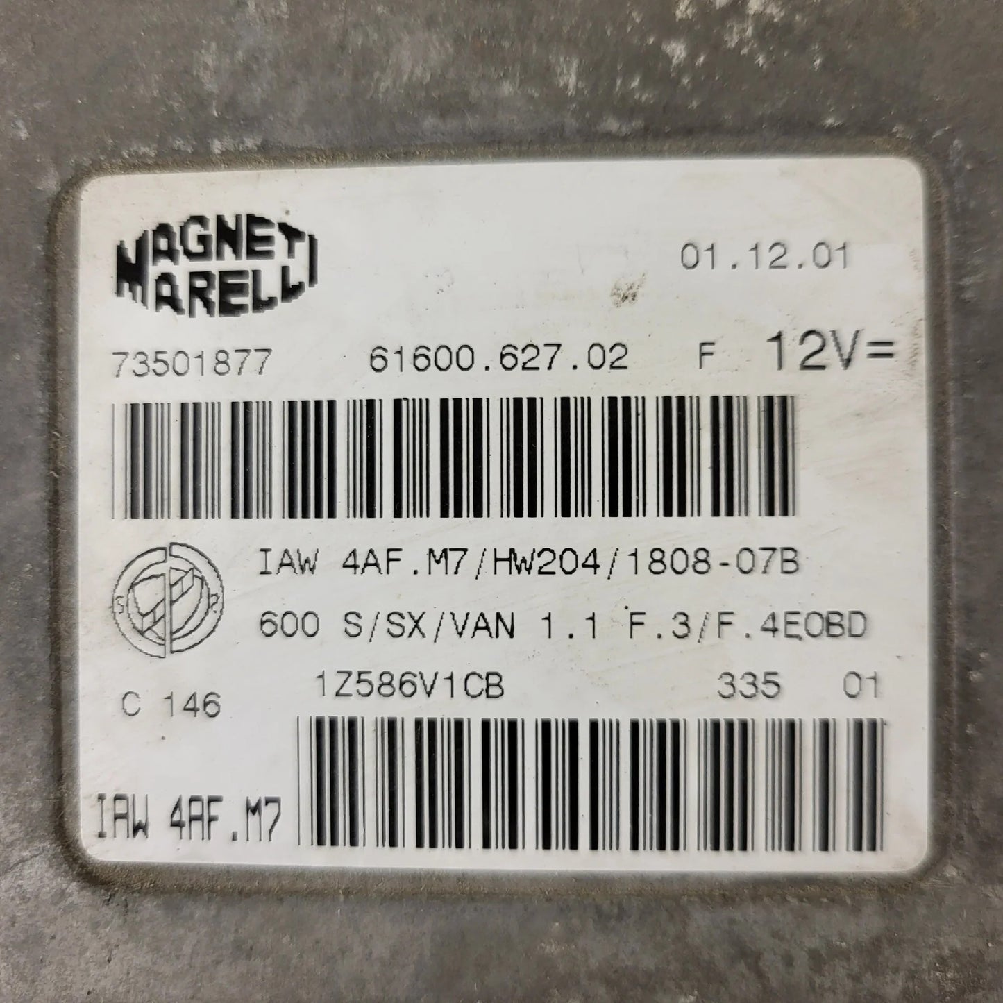 Fiat 600 ECU / IAW 4AF.M7 / 73501877 / HW204 / MAGNETI MARELLI