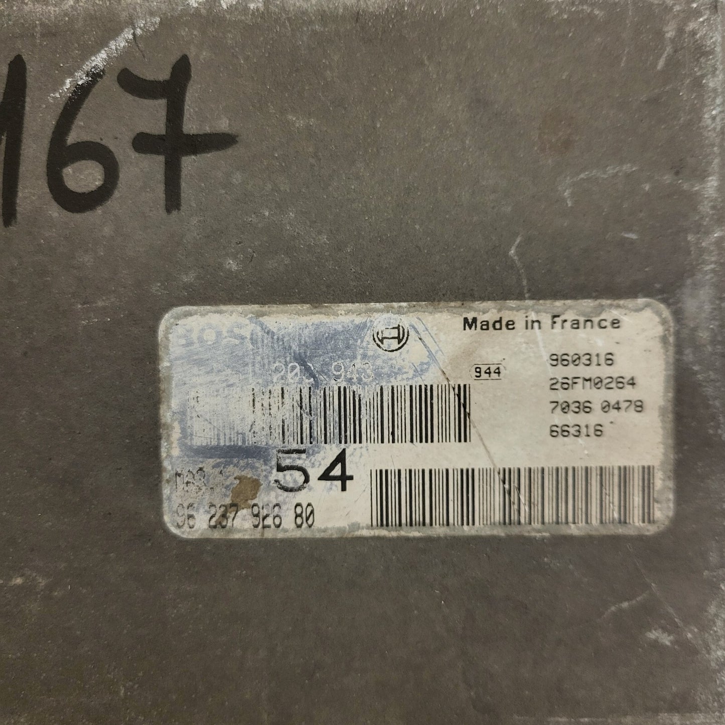 Peugeot 106 Citroen Saxo 1.1 ECU / 0261203736 / 96203998980 / MA3.1 / BOSCH