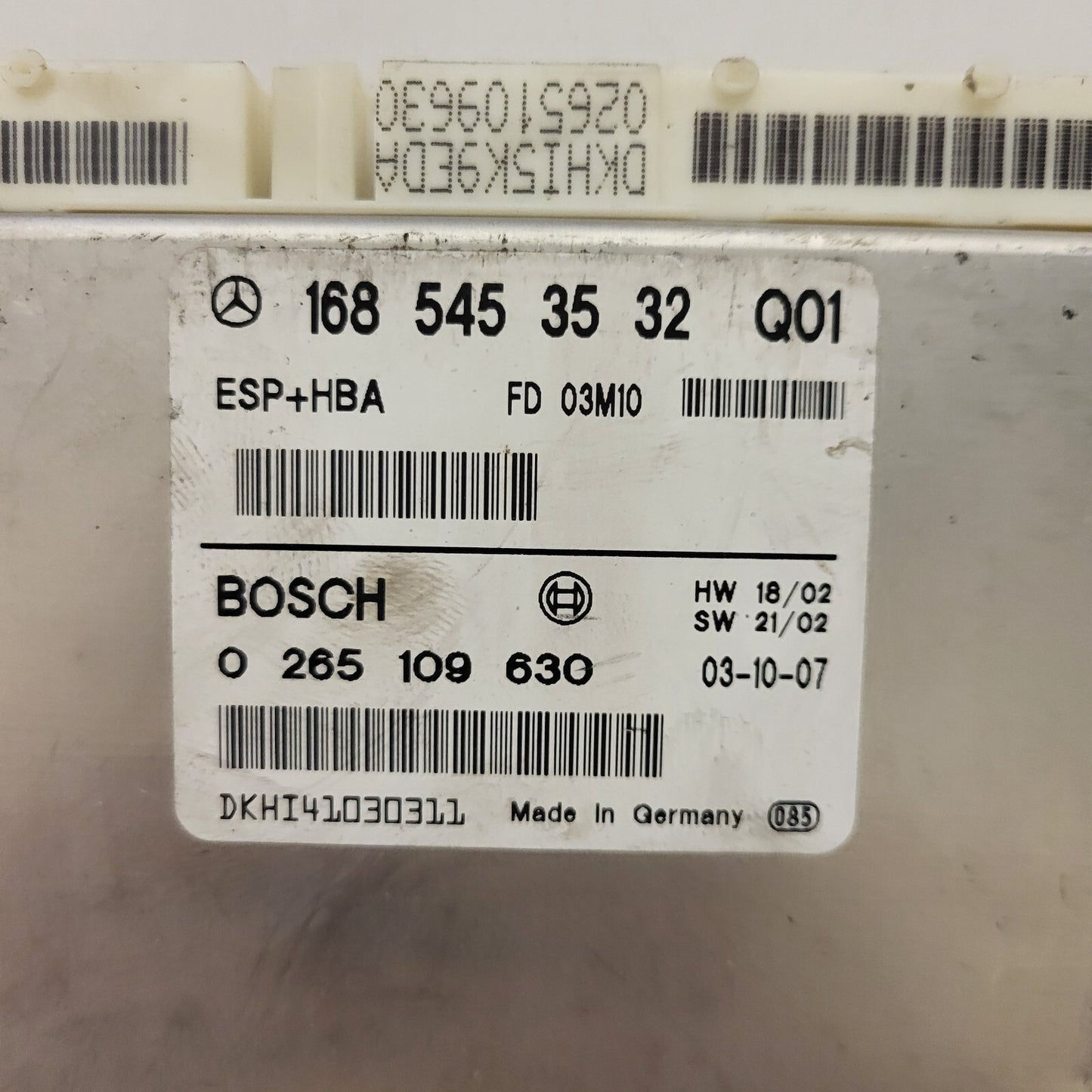 MERCEDES-BENZ A CLASS W168 ESP ECU / 1685453532 / 0265109630 / BOSCH ESP+HBA