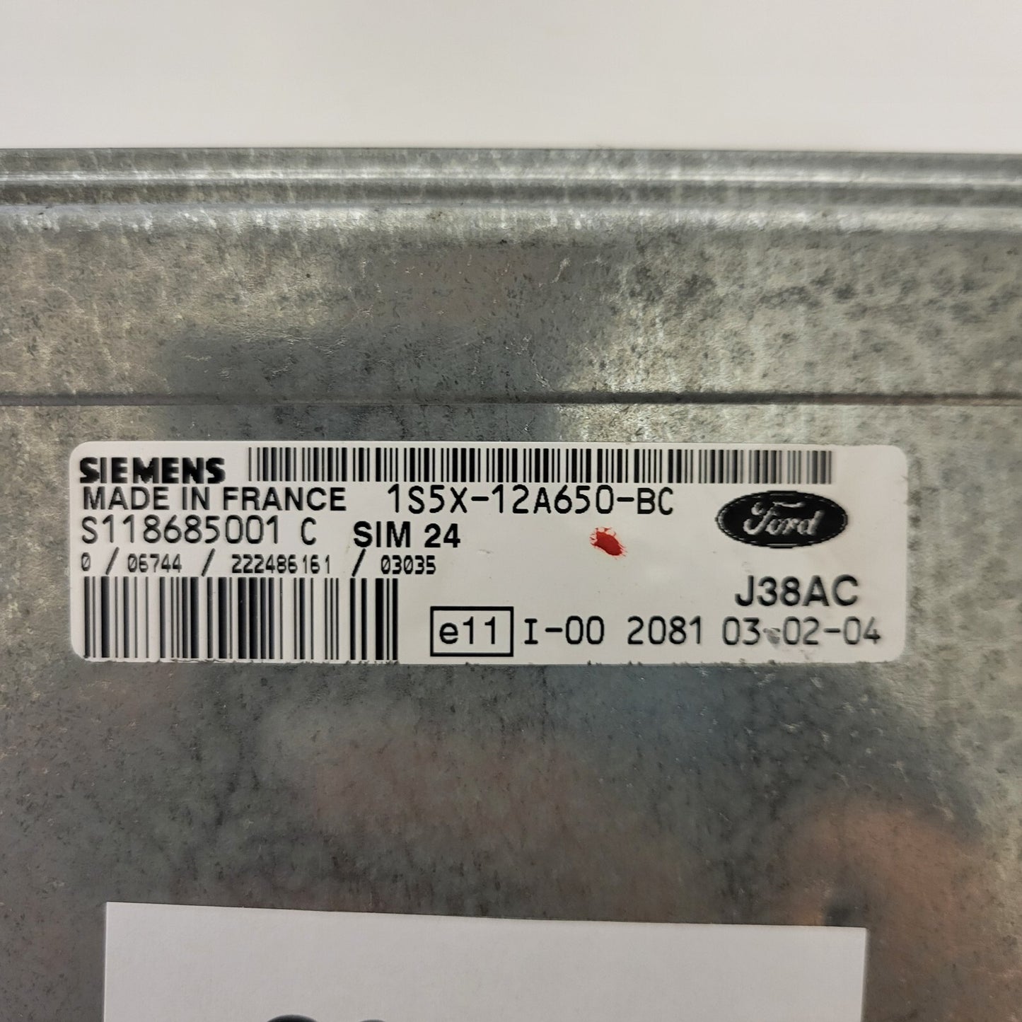 FORD KA ECU / 1S5X-12A650-BC / S118685001 / S118685001C / SIM24 / J38AC / SIEMEN