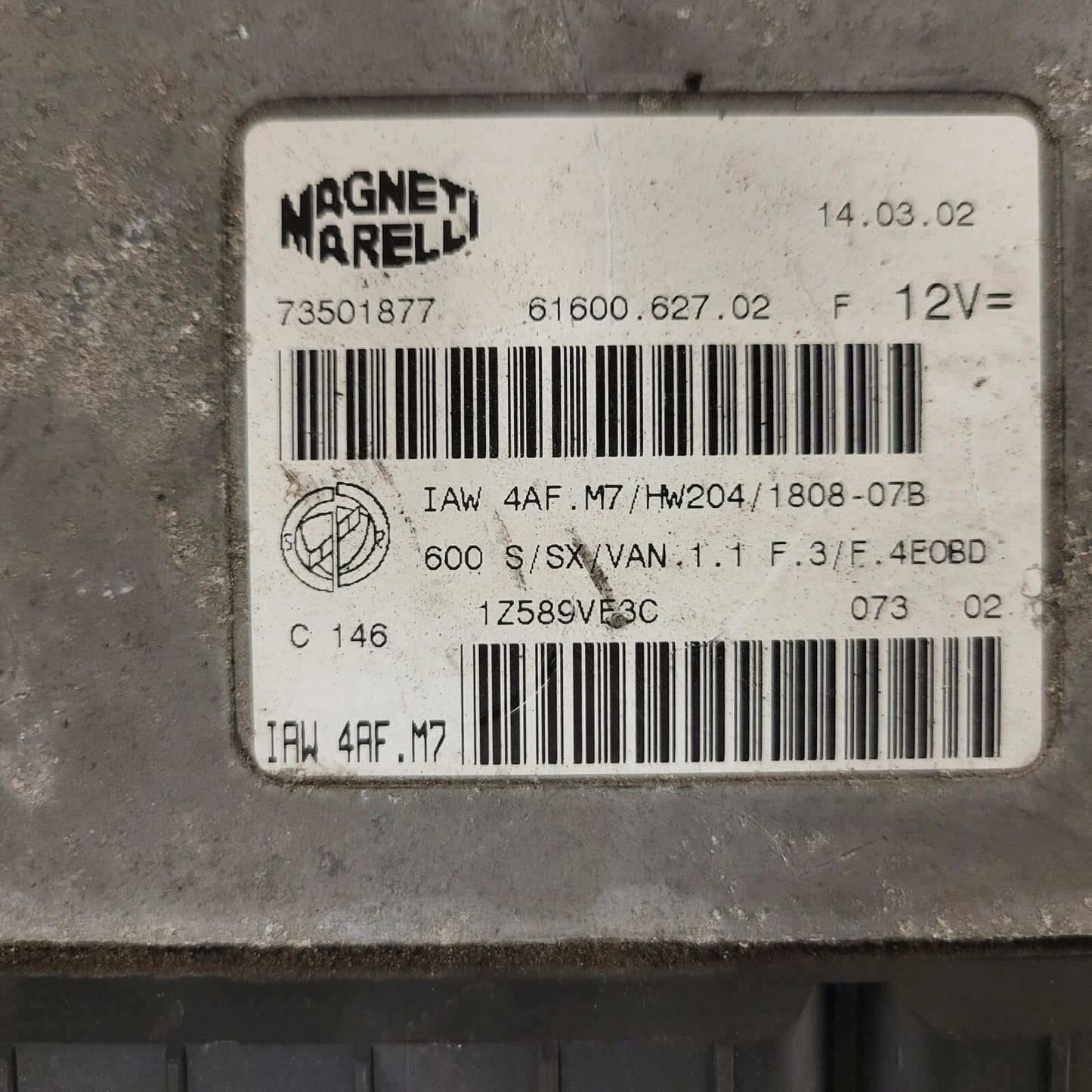 Fiat 600 ECU / IAW 4AF.M7 / 73501877 / HW204 / MAGNETI MARELLI