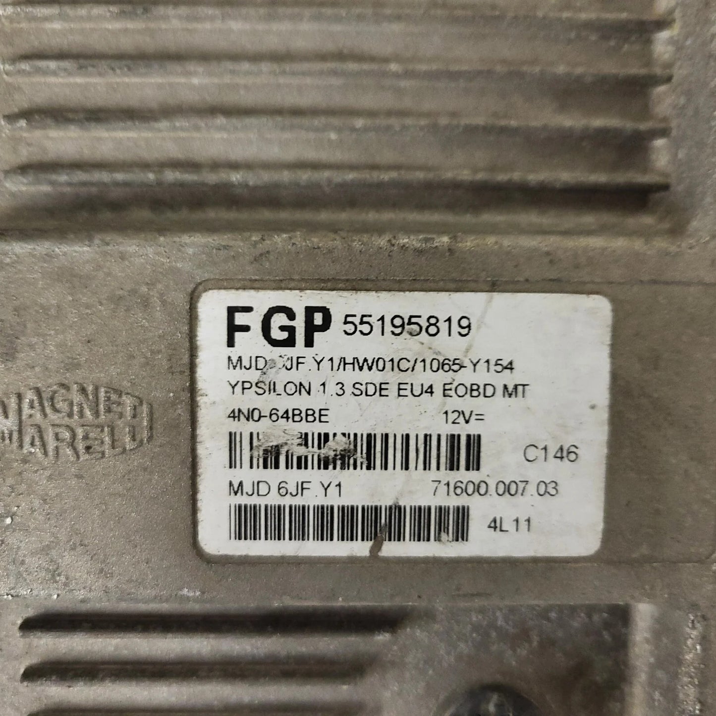 LANCIA Y 1.3 ECU / 55195819 / MJD 6JF.Y1 / HW01C / 71600.007.03 MAGNETI MARELLI