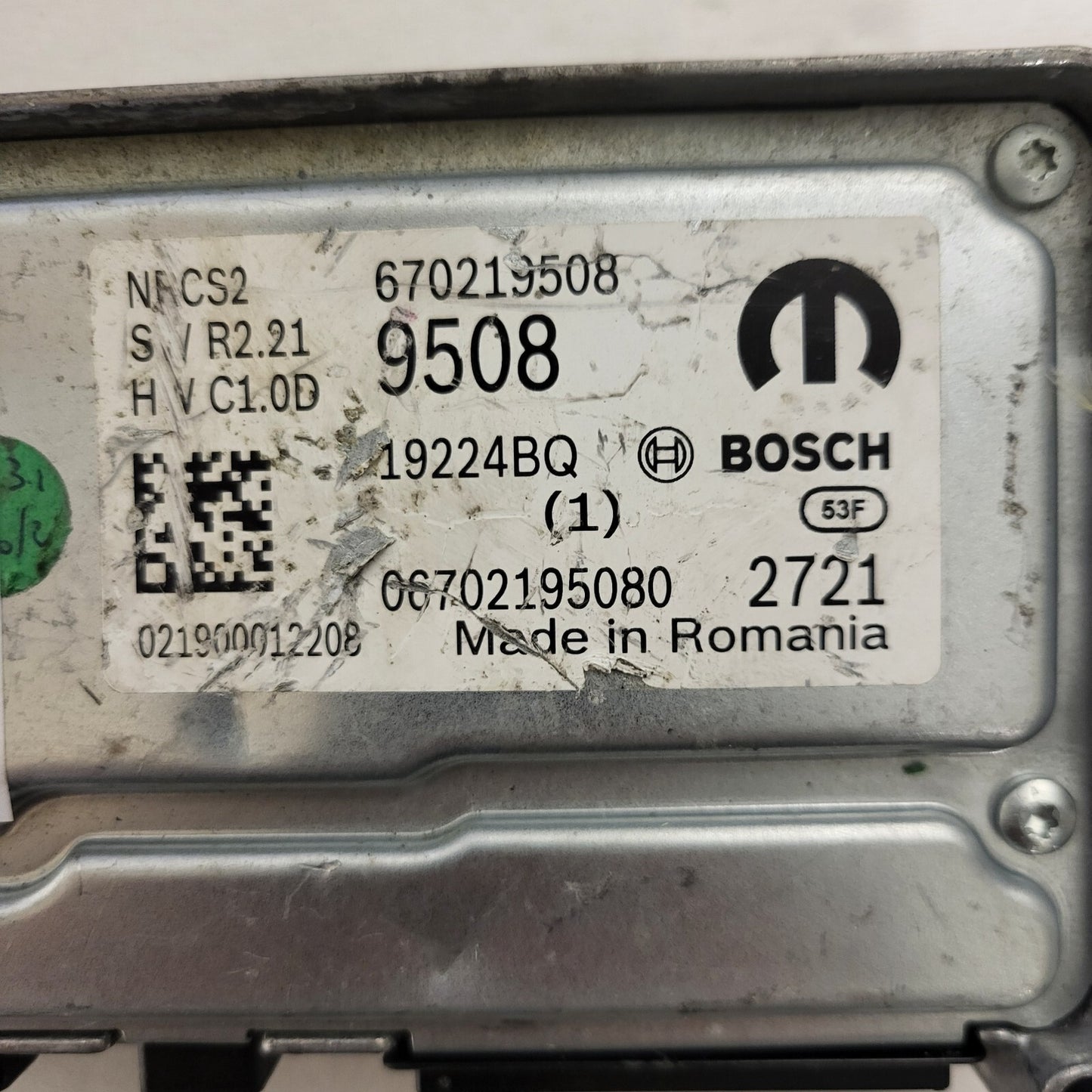 FIAT ALFA MODULE ECU / NRCS2 / 670219508 / 19224BQ / SW R2.21 / HW C1.0D / BOSCH