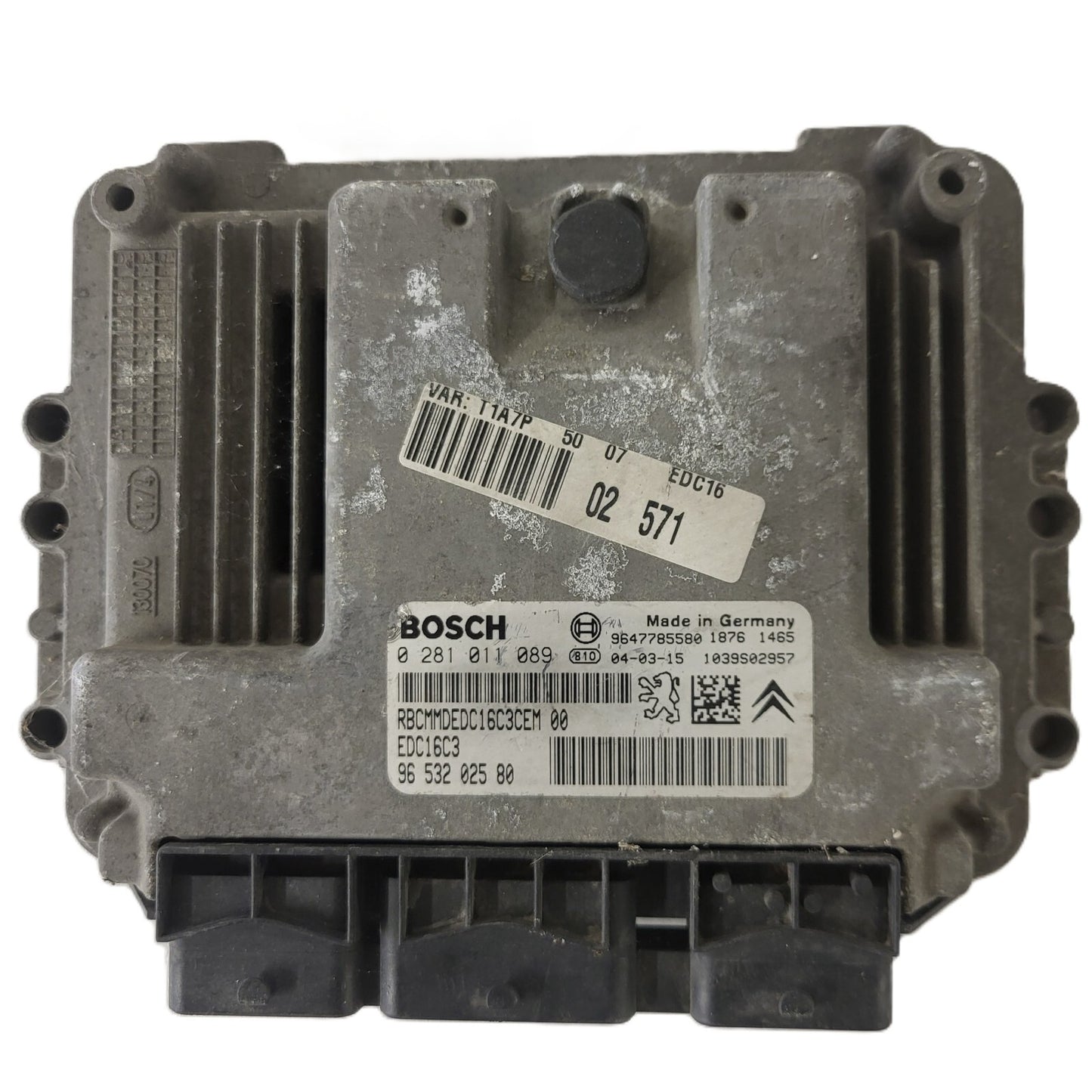PEUGEOT 206 ECU / 0281011089 / EDC16C3 / 9653202580 / 9647785580 / BOSCH