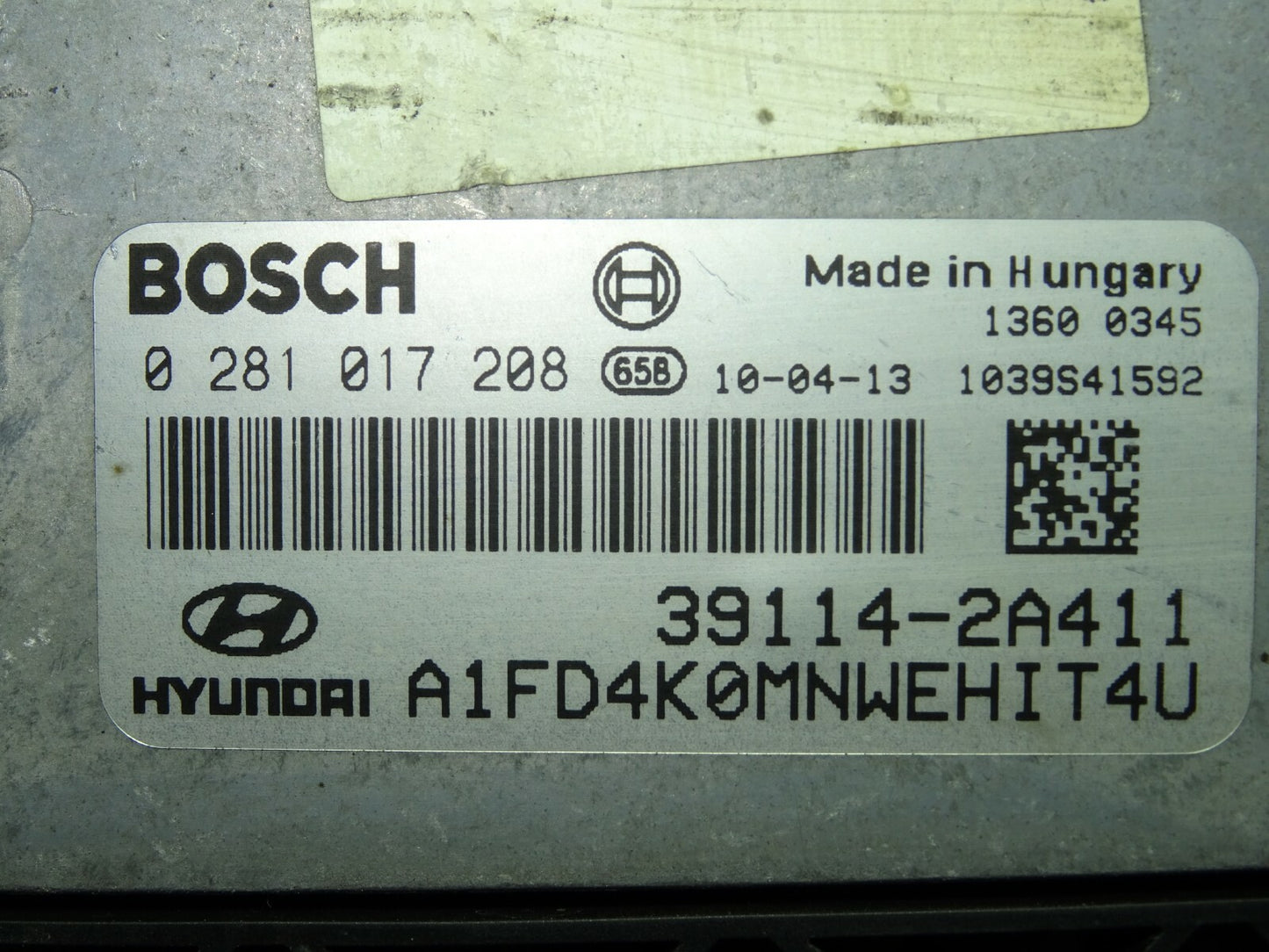 HYUNDAI I30 1.6 CRDI ECU / 0281017208 / 39114-2A411 / BOSCH