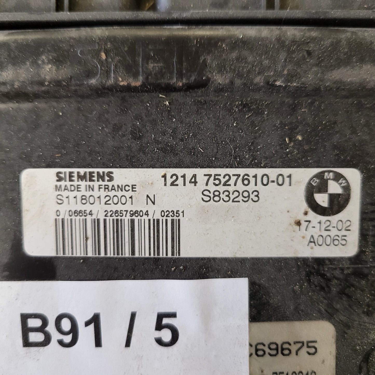 MINI COOPER 1.6 ECU / S118012001N / 1214752761001 / SIEMENS