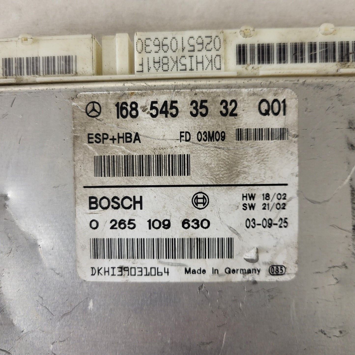 MERCEDES-BENZ A CLASS W168 ESP ECU / 1685453532 / 0265109630 / BOSCH ESP+HBA