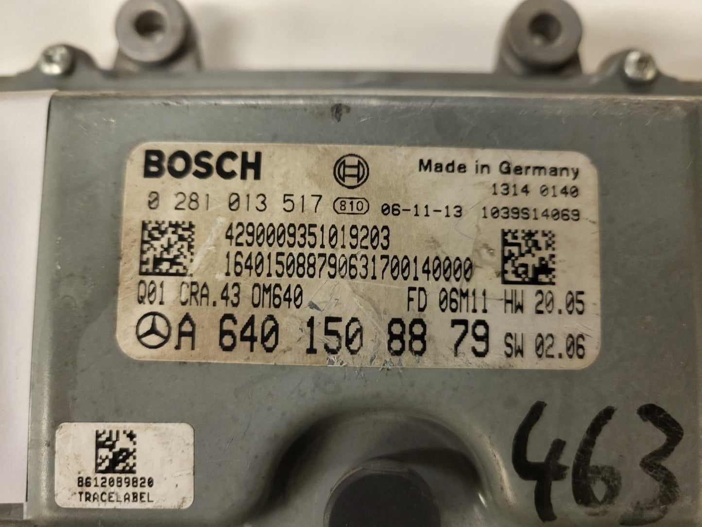 MERCEDES W169 W245 ECU / 0281013517 / A6401508879 / CRA.43 / OM640 / BOSCH