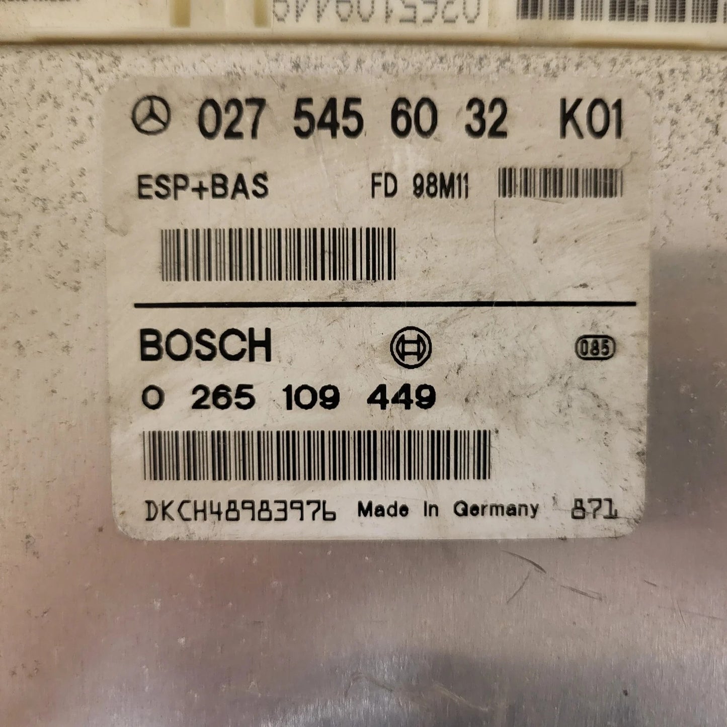 Mercedes a class ecu / 0265109449 / 0275456032 / BOSCH