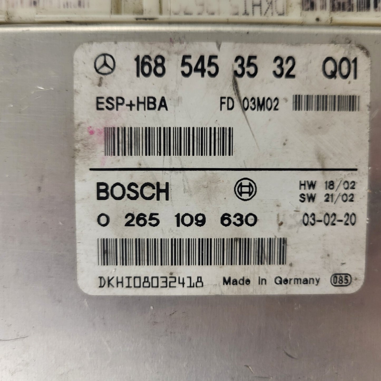 MERCEDES-BENZ A CLASS W168 ESP ECU / 1685453532 / 0265109630 / BOSCH ESP+HBA