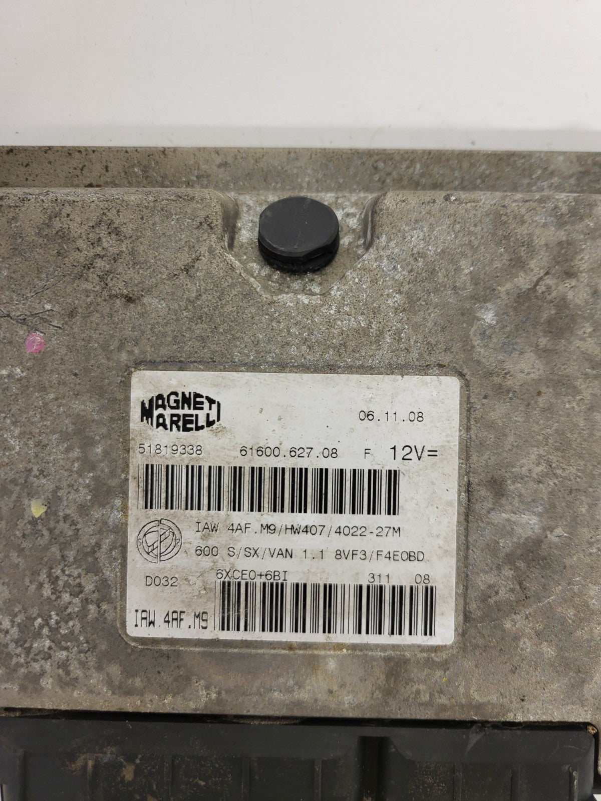 Fiat 600 ECU / IAW4AF.M9 / 51819338 / HW407 / 61600.627.08 / MAGNETI MARELLI
