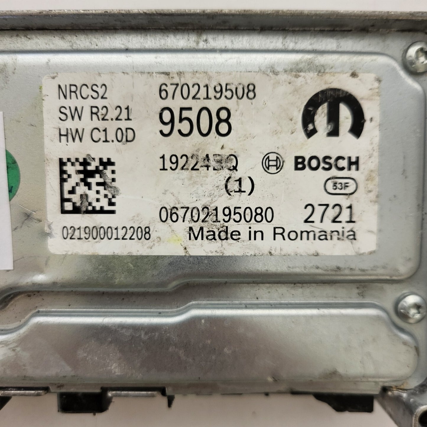 FIAT ALFA MODULE ECU / NRCS2 / 670219508 / 19224BQ / SW R2.21 / HW C1.0D / BOSCH