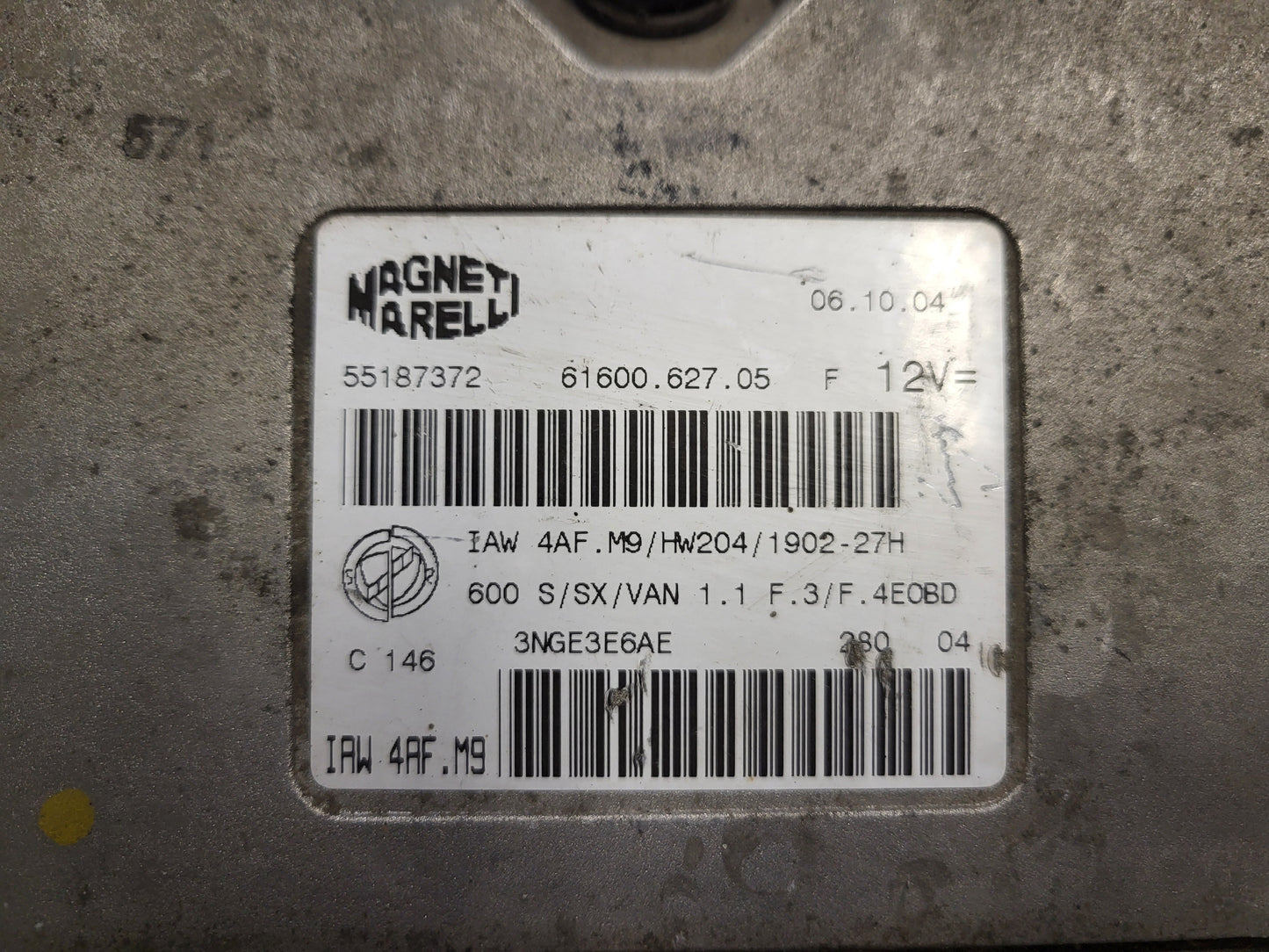 Fiat Seicento 600 ECU / 55187372 / IAW4AF.M9 / 61600.627.05 / MAGNETI MARELLI
