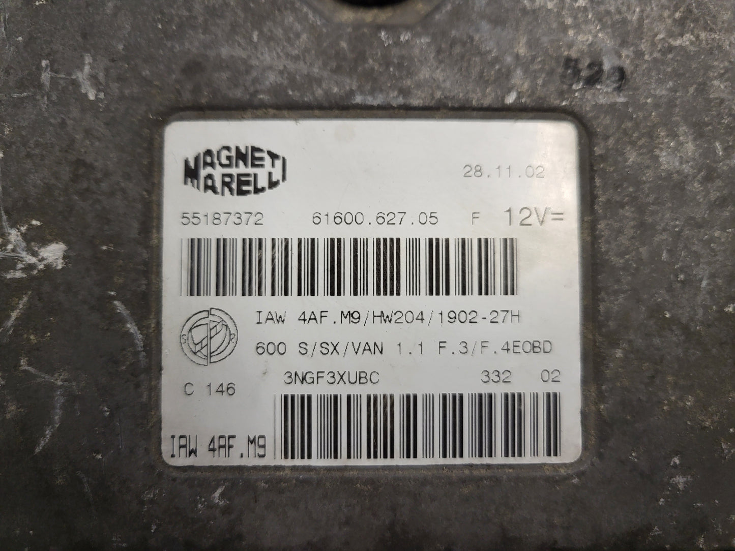 Fiat Seicento 600 ECU / 55187372 / IAW4AF.M9 / 61600.627.05 / MAGNETI MARELLI