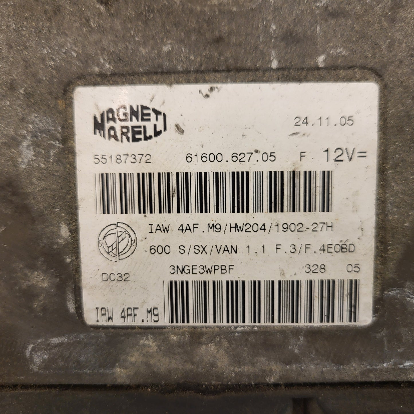 Fiat Seicento 600 ECU / 55187372 / IAW4AF.M9 / 61600.627.05 / MAGNETI MARELLI
