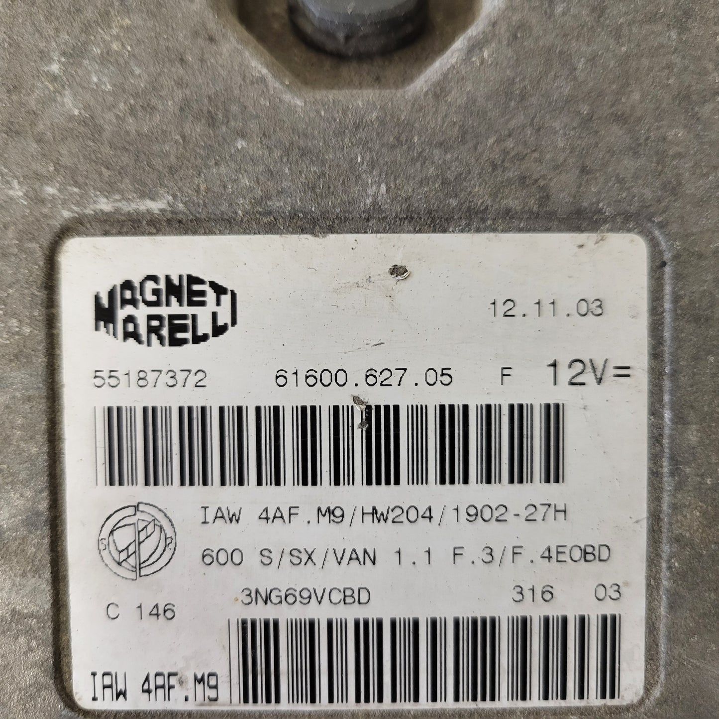 Fiat Seicento 600 ECU / 55187372 / IAW4AF.M9 / 61600.627.05 / MAGNETI MARELLI