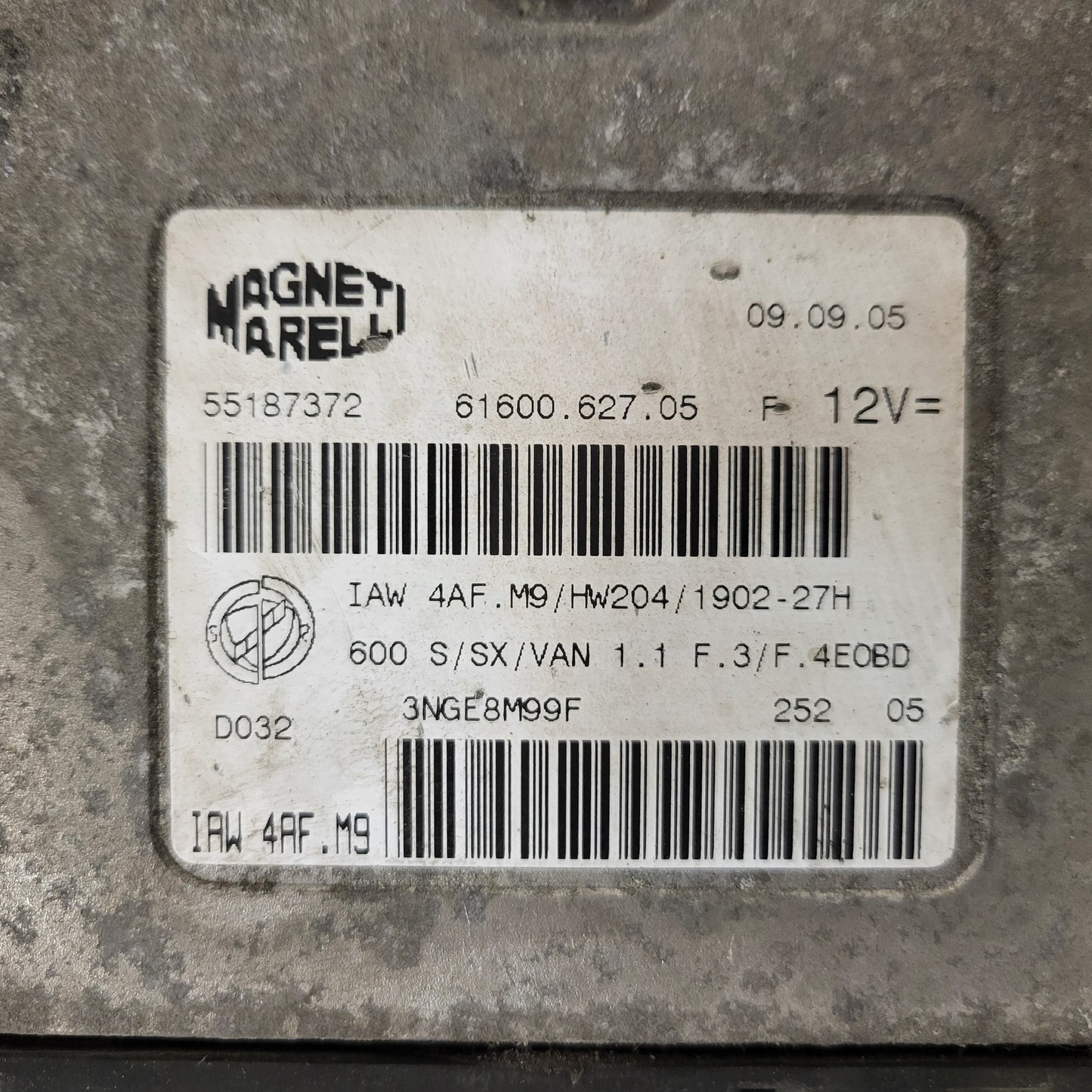Fiat Seicento 600 ECU / 55187372 / IAW4AF.M9 / 61600.627.05 / MAGNETI MARELLI